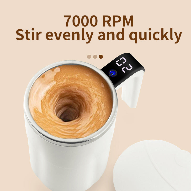 Intelligent temperature measurement, magnetic, and automatic stirring cup