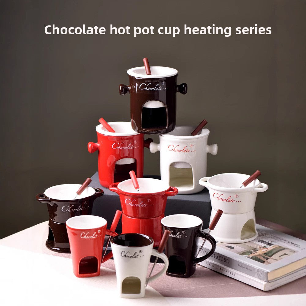 Ceramic Chocolate Melting Cup with Fork