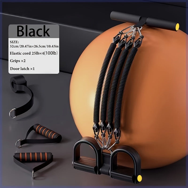 A Set Of Adjustable Resistance Tension Bands With Foot Pedals And Handles, High Resistance Level, Anti Fall, Suitable For Fitness Training, Body Stretching, And Abdominal Muscle Exercises